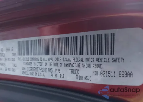 2017 Ram 1500 Sport 4X4 5'7 Box z USA, uszkodzony, nr VIN 1C6RR7MT7HS681405